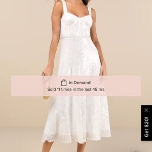 LuLus Sequin Midi Dress with Beaded Accents White